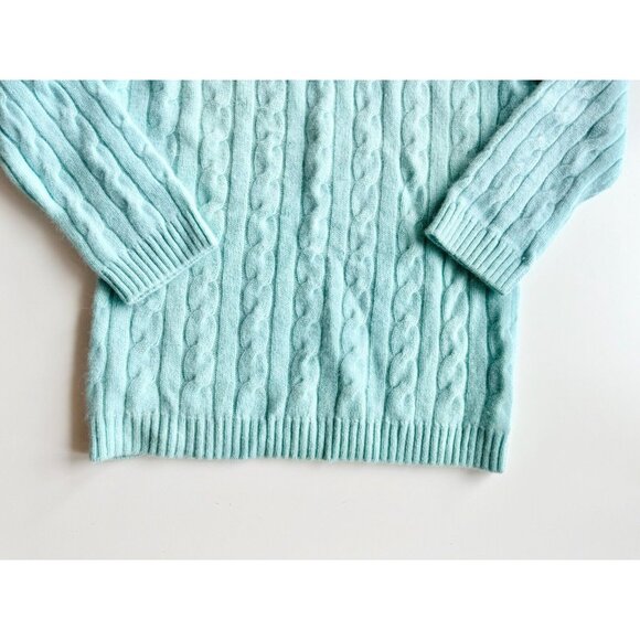 LILLY PULITZER Turquoise 100% Cashmere Cable Knit Crew Neck Sweater, Size S - Picture 9 of 11